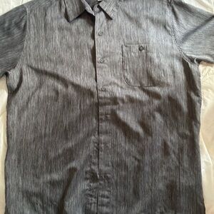 Haggar Gray Casual Button Down Shirt with Short Sleeves